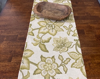 floral tapestry table runner green beige dresser scarf