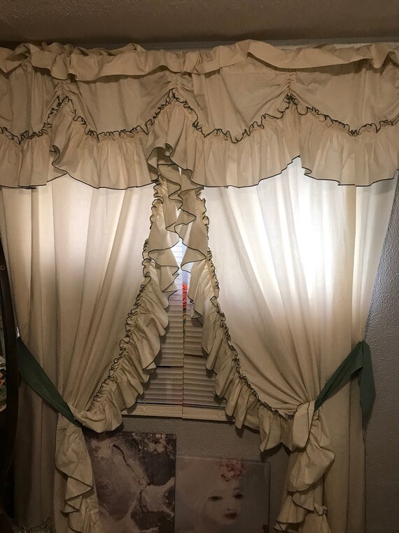 Priscilla Curtains Farmhouse Home Decor Shabby Elegance Cottage Chic Ruffled Curtains Vintage Curtains