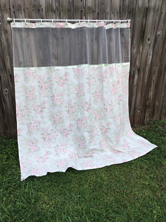Shower Curtain Cabbage Roses Fabric Curtain Bathroom Decor Etsy