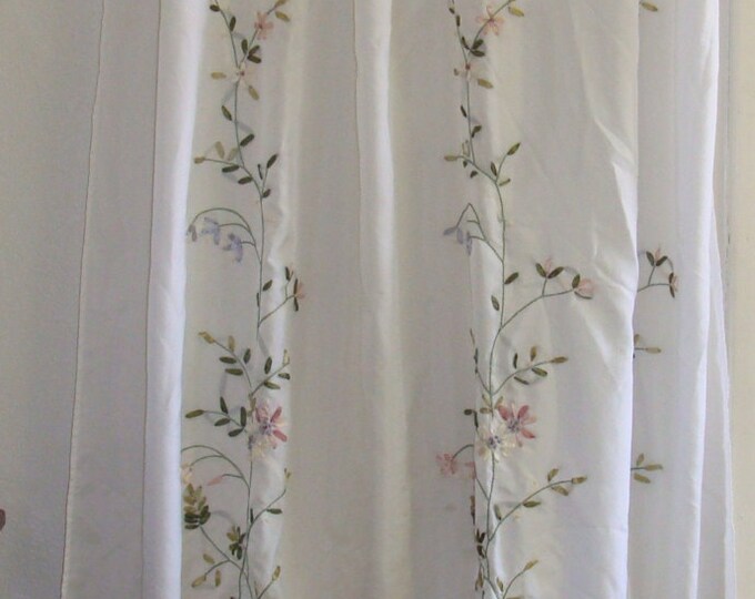 Ribbon Embroidered Shower Curtain Etsy