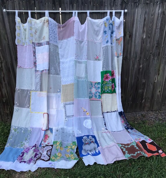 Curtains Vintage Hankies Handkerchief Women S Home Decor Etsy