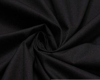 100% Cotton Black Fabric Plain Material for Crafts Clothing Summer Fashion,  Fabric By The Metre 155cm width in 0.5m lengths