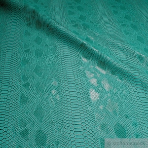 Tissu PVC cuir artificiel crocodile turquoise vert légèrement brillant image 1