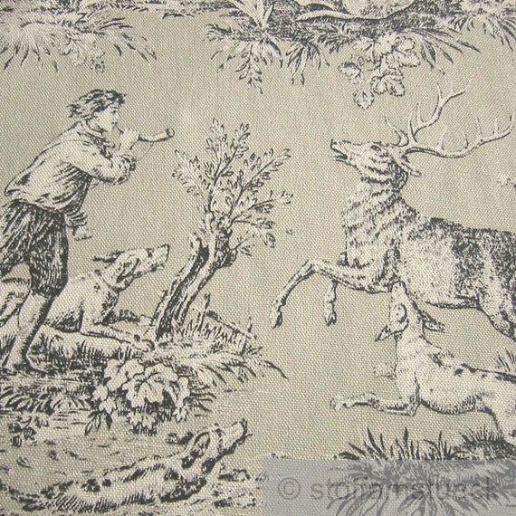 生地 コットンレップス トワルドジュイ ハンチング ベージュ ブラック  