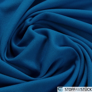 Fabric Cotton Piqué Jersey Blue stretchy soft Pure Cotton Pique