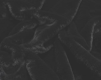 Fabric polyester fur black 1.5 cm pile fake fur faux fur soft