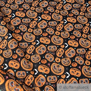 Fabric for children pure dark brown pumpkin Halloween spider Trick or Treat cotton fabric