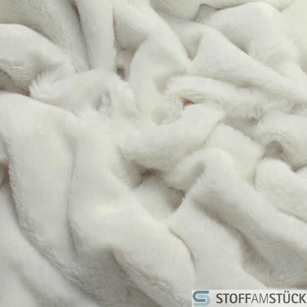 Stoff Polyester Fell weiß 0,5 cm Flor Fellimitat Fellstoff Webpelz weich leicht glänzend