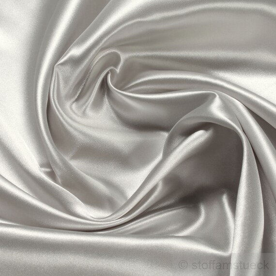 Fabric Polyester Satin Silver Opaque Light Bright Flat 