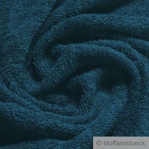 Fabric pure cotton terry cloth marine towelling toweling dark blue