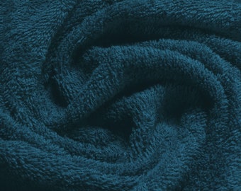 Tela rizo de algodón rizo marino tejido de algodón de doble cara suave azul oscuro