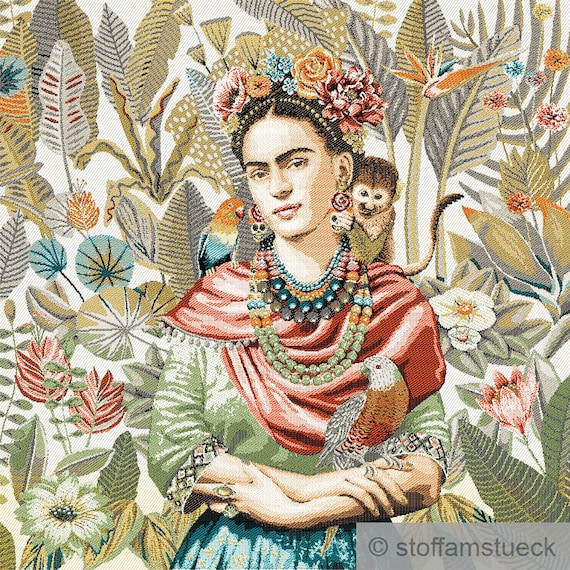 Fabric Panel Polyester Cotton Tapestry Beige Carmen Jungle 50 X 50