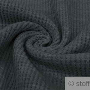 0.5 metre Fabric Cotton Elastane Waffle Jersey Dark Grey Waffle Knit Elastic