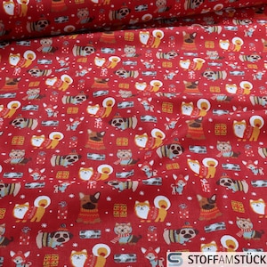Fabric Children&#39;s fabric Cotton Red Dogs winter cotton fabric cap