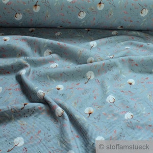 Stoff Baumwolle Elastan Waffel Jersey blau Baumwollblüte Waffelstrick elastisch Waffeljersey