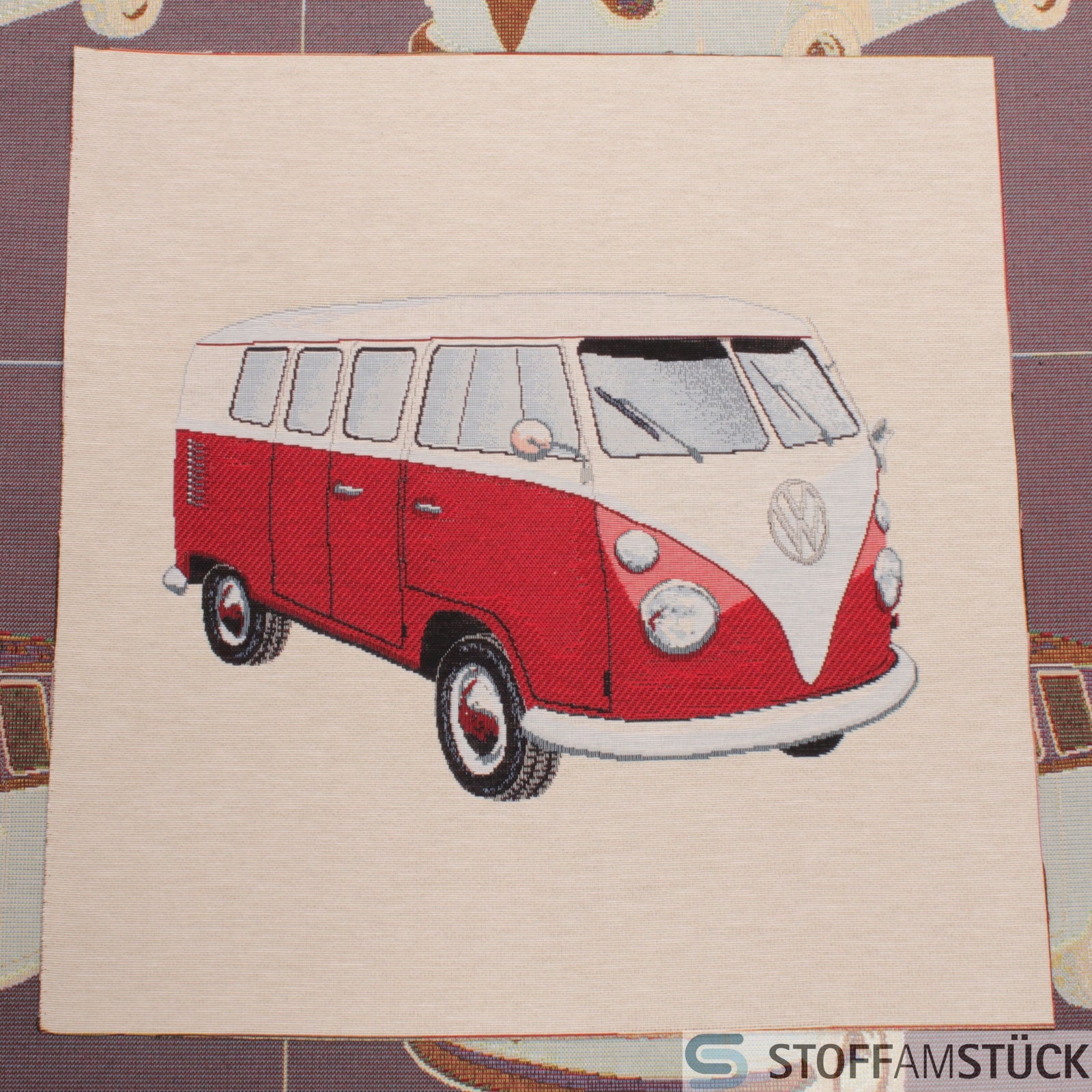 Fabric Cushion Panel Cotton Polyester Tapestry Natural VW Bulli