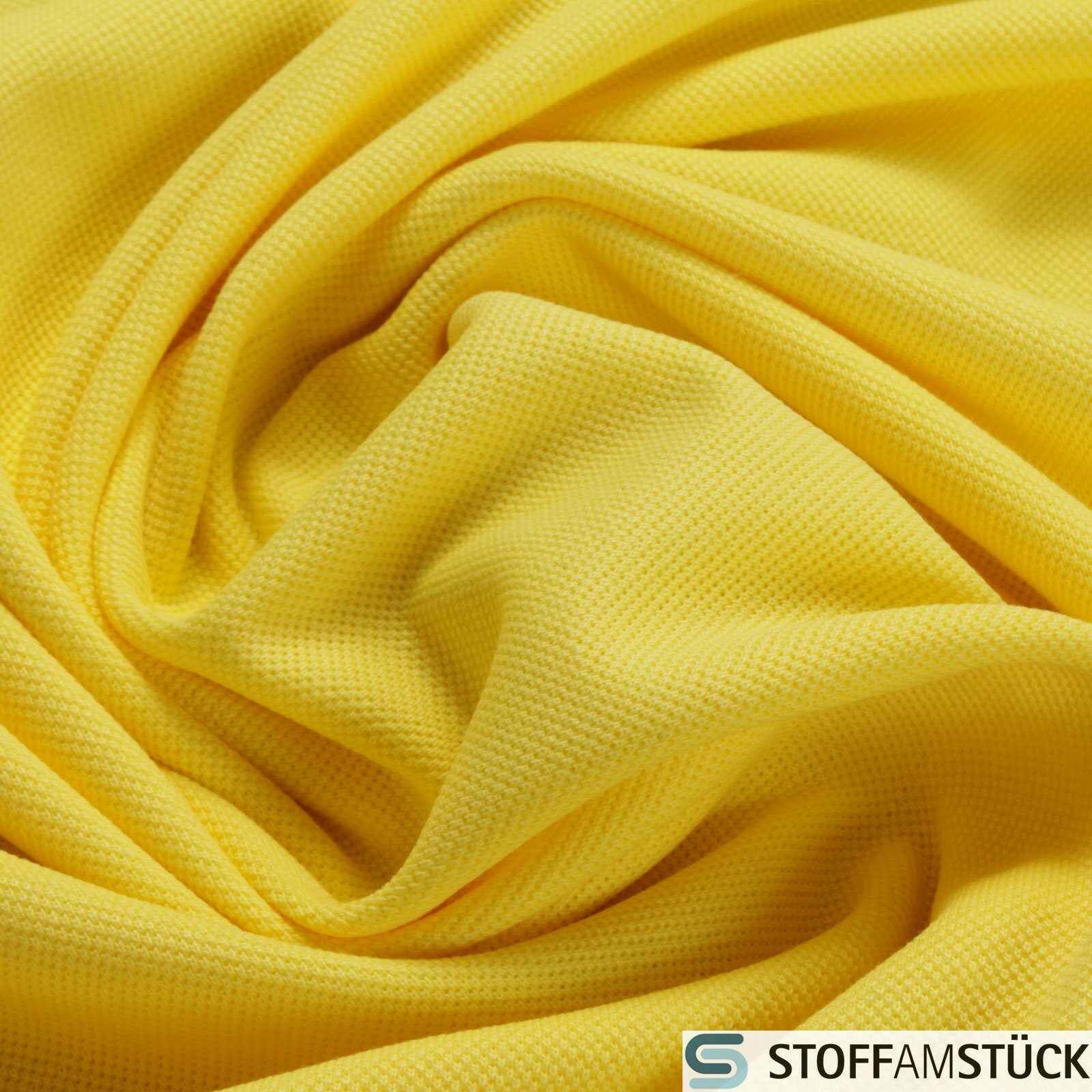 Fabric Cotton Piqué Jersey Yellow Stretchy Soft Pure Cotton Pique