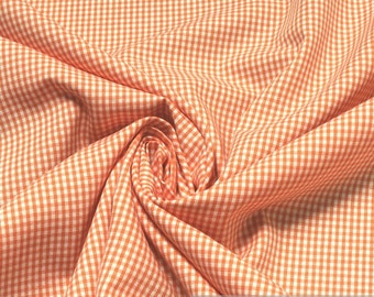 Fabric pure cotton little Vichy check orange white 1.5 mm