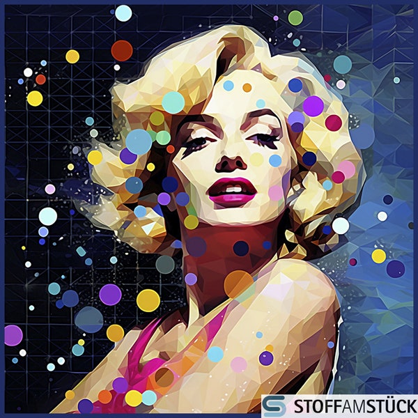 Stoff Kissen Panel Kunstleder Marilyn Monroe 45 cm x 45 cm digital bedruckt