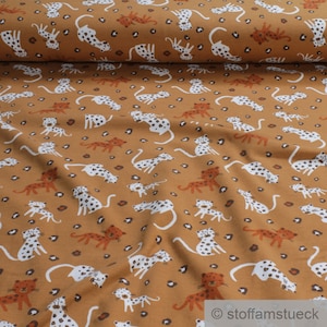 0.5 metre Fabric Children&#39;s Fabric Organic Cotton Elastane Single Jersey camel Leopard Baby GOTS