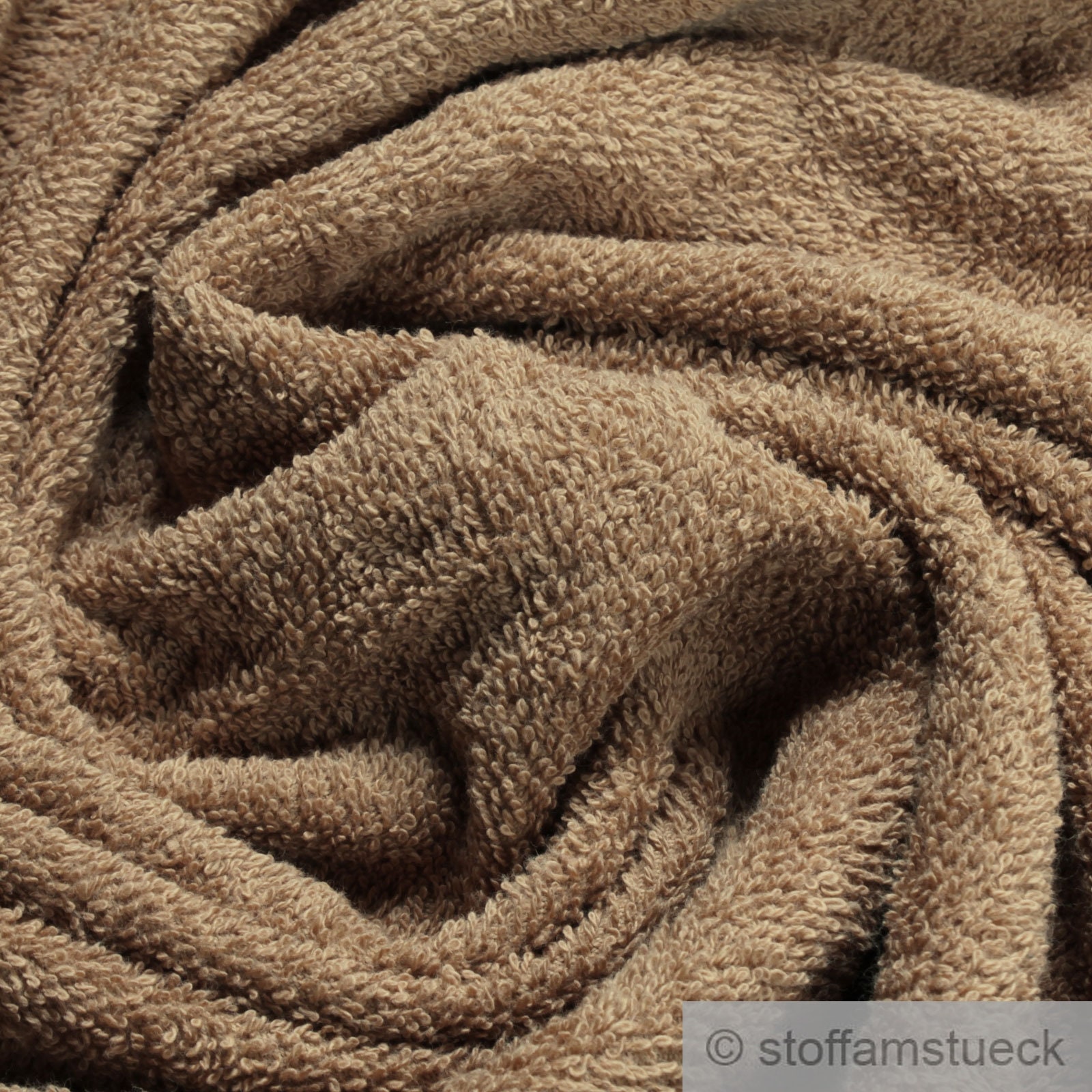 Fabric pure cotton terry cloth brwon towelling toweling atte macchiato