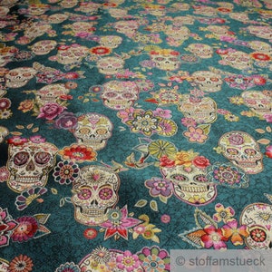 Fabric polyester tapestry petrol skull skulls colourful