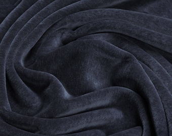 Fabric pure cotton nicky velour graphite grey kbA GOTS soft C. PAULI india ink