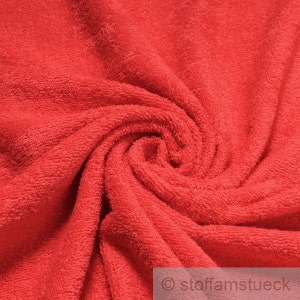 Fabric pure cotton terry cloth red towelling toweling