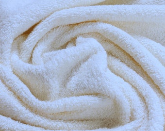Fabric pure cotton terry cloth off-white towelling toweling
