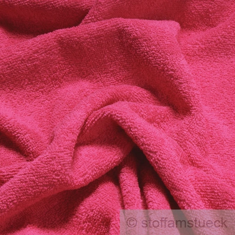 Fabric pure cotton terry cloth hot pink towelling toweling fuchsia image 2