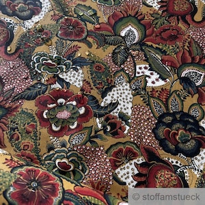 Fabric cotton acrylic ochre flower coated water repellent