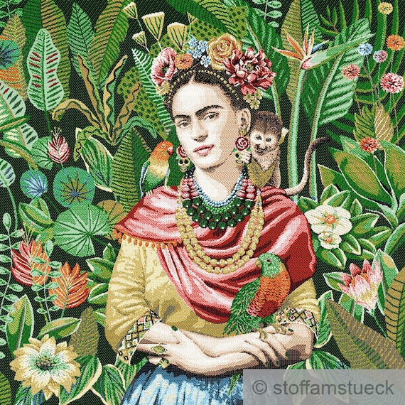 Fabric panel polyester cotton tapestry green Carmen jungle 50 x 50 cm