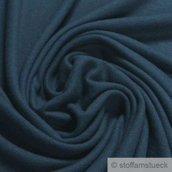 Fabric Polyester Viscose Elastane Soft Jersey Dark Blue Mohair Haptic Marine
