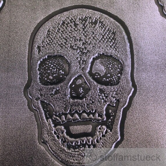 Fabric Imitation Leather Skull Silvery Glossy Anthracite 