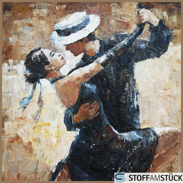 Panneau de coussin en tissu simili cuir danseurs de tango Argentine 45 cm x 45 cm peinture imprimée numériquement