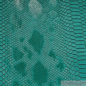 Tissu PVC cuir artificiel crocodile turquoise vert légèrement brillant image 2