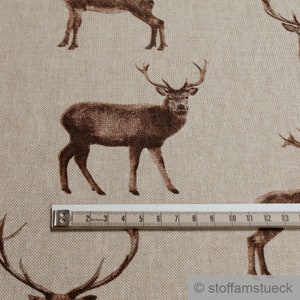 Fabric cotton polyester canvas nature dear dear head antlers linen look image 4