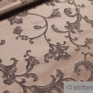 Fabric cotton polyester jacquard brown tendril dark brown 280 cm wide