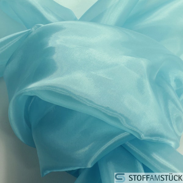 2 Meter Stoff Polyester Organza aqua transparent leicht