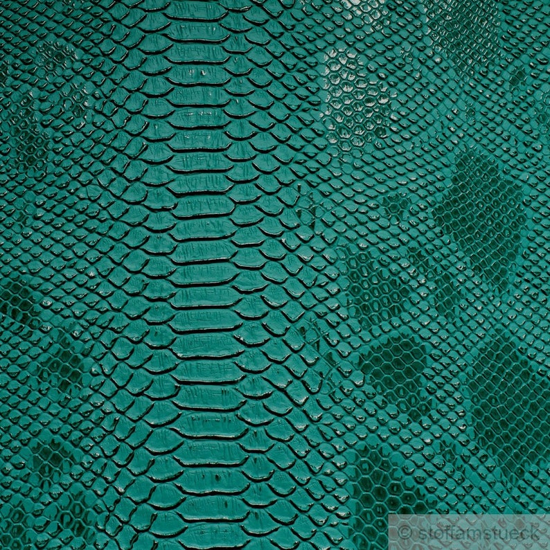 Tissu PVC cuir artificiel crocodile turquoise vert légèrement brillant image 3