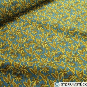 Fabric Cotton Blue Palm Tree Cotton Fabric Leaves Jungle Palms
