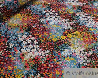 Fabric Viscose Poplin Scattered Flowers Light Soft Mille Fleurs Flower Meadow