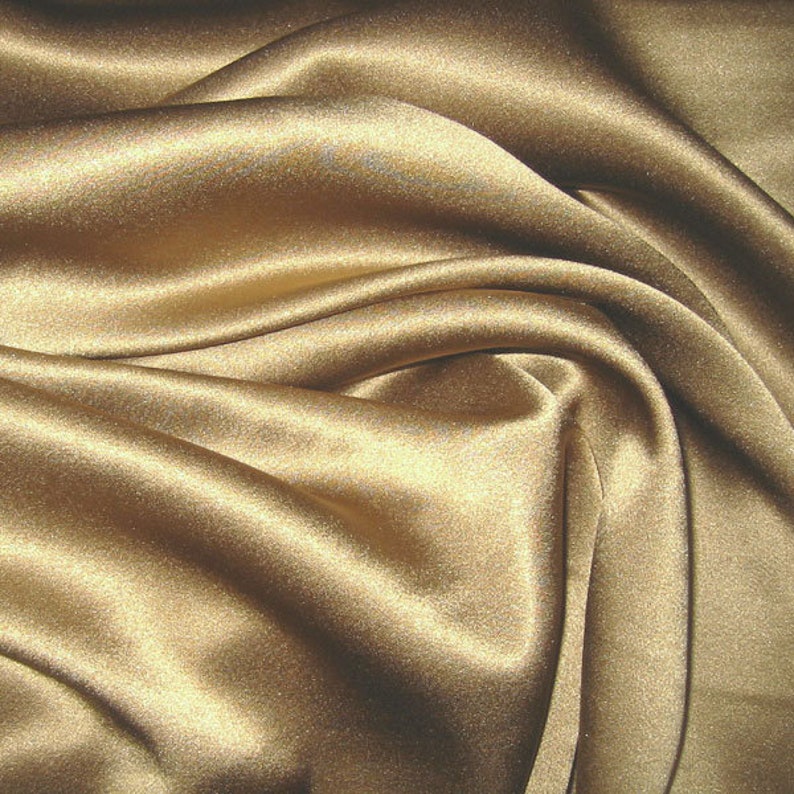 Fabric Silk Elastane Satin Bronze Flowing Stretch Elastic Etsy