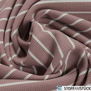 Fabric Cotton Elastane Rib Jersey Stripes Rosé Off-White Rib Knit