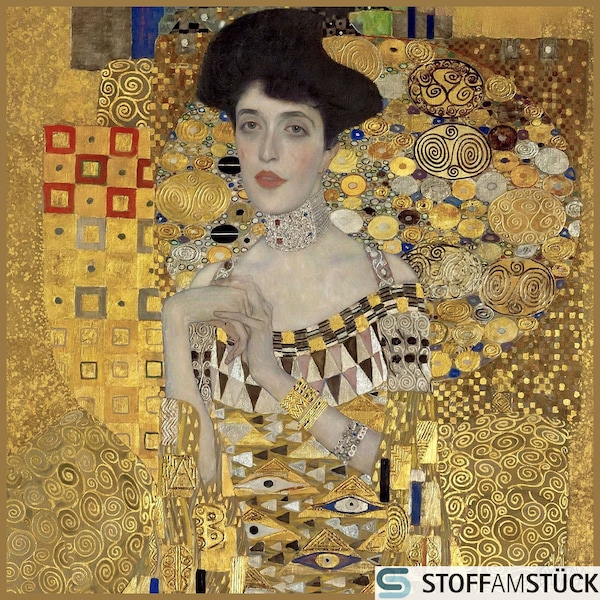 Stoff Kissen Panel Kunstleder Goldene Adele 45 cm x 45 cm digital bedruckt Gemälde Gustav Klimt