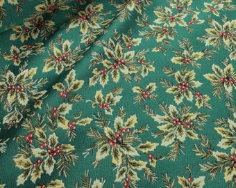 Fabric Christmas Fabric Polyester Tapestry Green Ilex Glittering Decoration Fabric Holly