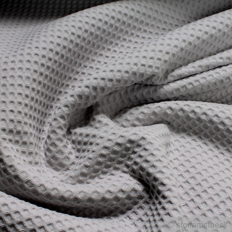 Fabric pure cotton light grey waffle weave Piqué Etsy