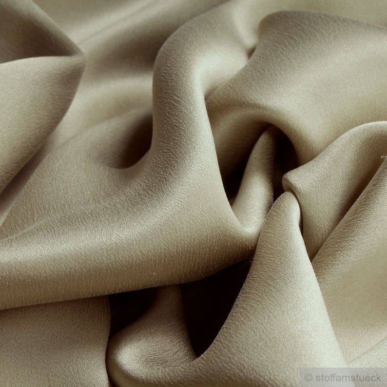 Fabric pure silk satin champagne cuddly flowing light