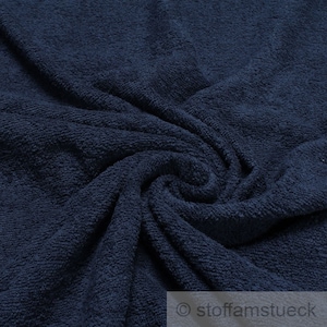 Fabric pure cotton terry cloth deep blue towelling toweling