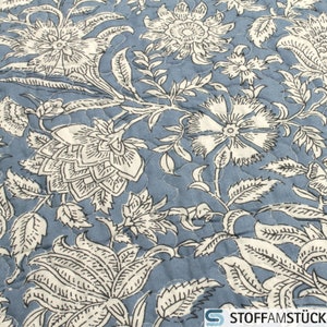 Fabric Polyester Quilted Fabric Jeans Blue Flower 270 cm Matelassé image 5